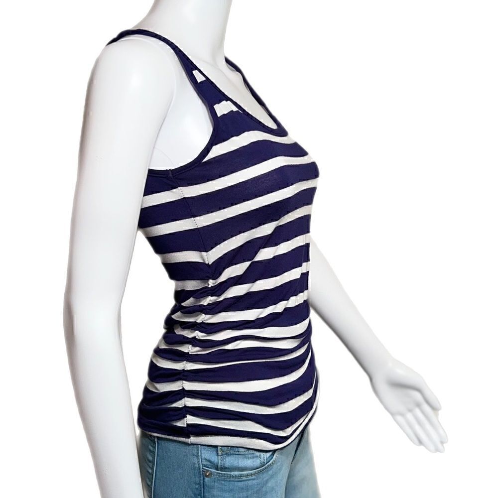 Navy Blue and White Striped Basic Tank